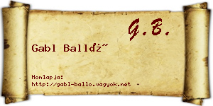 Gabl Balló névjegykártya